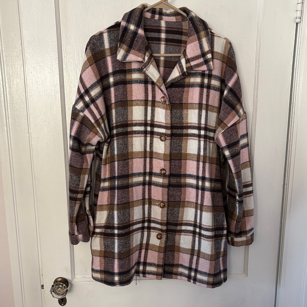 Plaid Button-Up Jacket - image 1